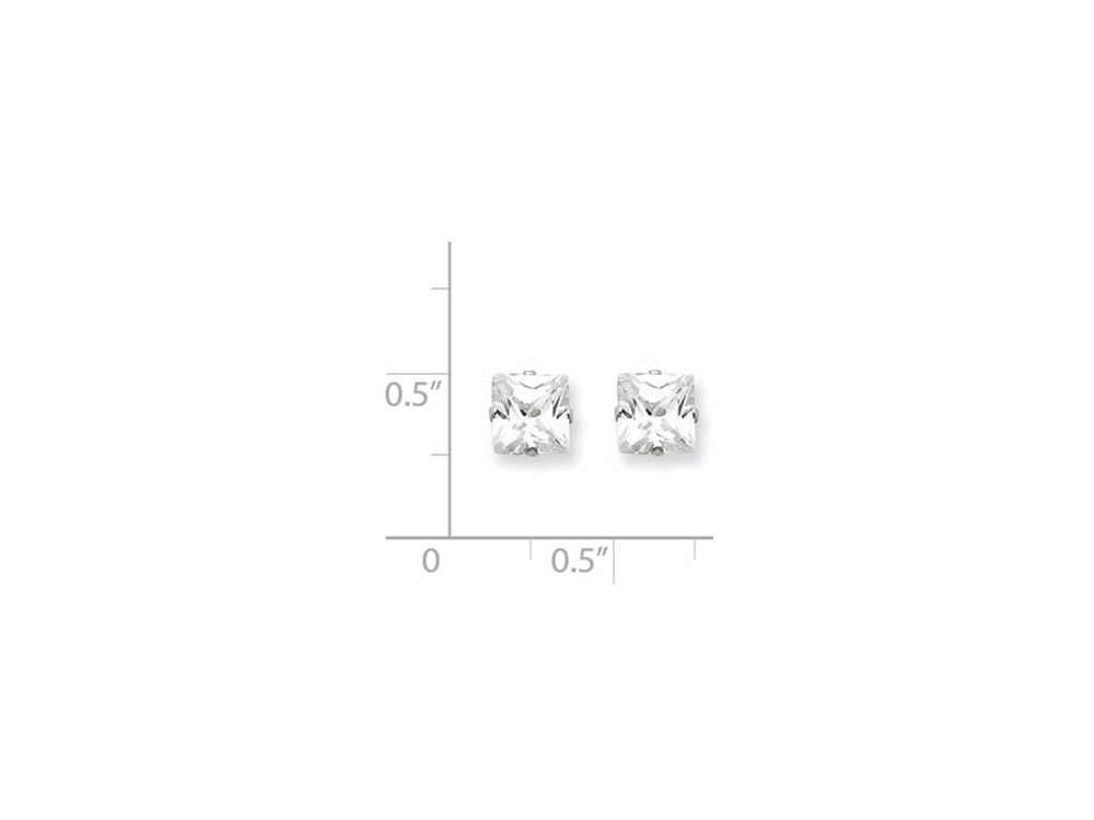 FJC Finejewelers Sterling Silver 6mm Square Cubic Zirconia 4 Prong Stud Earrings