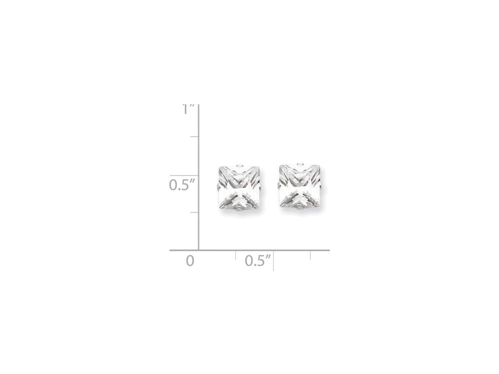 FJC Finejewelers Sterling Silver 7mm Square Cubic Zirconia 4 Prong Stud Earrings