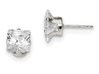 FJC Finejewelers Sterling Silver 7mm Square Cubic Zirconia 4 Prong Stud Earrings