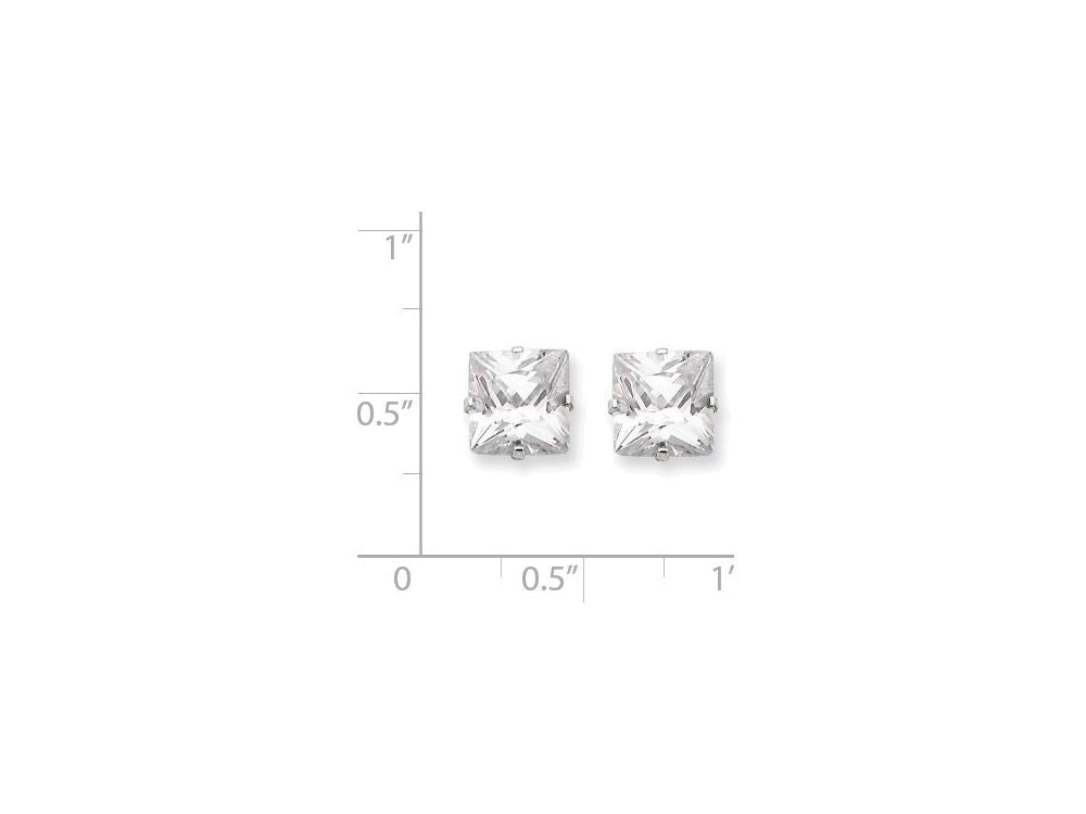 FJC Finejewelers Sterling Silver 8mm Square Cubic Zirconia 4 Prong Stud Earrings