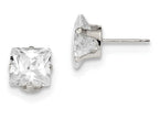 FJC Finejewelers Sterling Silver 8mm Square Cubic Zirconia 4 Prong Stud Earrings