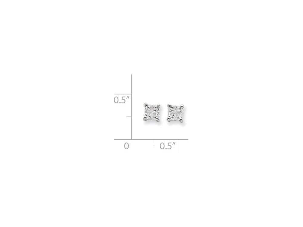 FJC Finejewelers Sterling Silver 4mm Square Cubic Zirconia Basket Set Stud Earrings