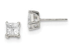 FJC Finejewelers Sterling Silver 5mm Square Cubic Zirconia Basket Set Stud Earrings