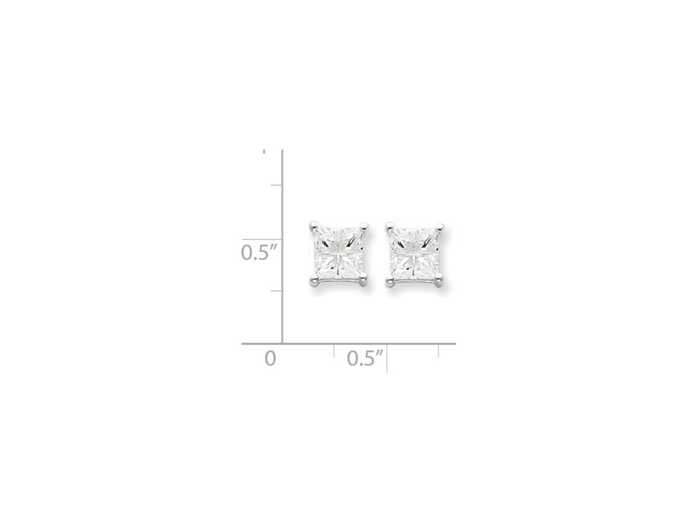 FJC Finejewelers Sterling Silver 6mm Square Cubic Zirconia Basket Set Stud Earrings