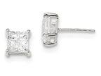 FJC Finejewelers Sterling Silver 7mm Square Cubic Zirconia Basket Set Stud Earrings
