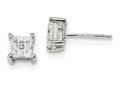 FJC Finejewelers Sterling Silver 5mm Square Cubic Zirconia Basket Set Stud Earrings