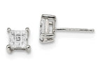 FJC Finejewelers Sterling Silver 5mm Square Cubic Zirconia Basket Set Stud Earrings