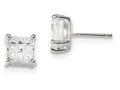 FJC Finejewelers Sterling Silver 7mm Square Cubic Zirconia Basket Set Stud Earrings