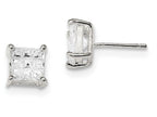 FJC Finejewelers Sterling Silver 7mm Square Cubic Zirconia Basket Set Stud Earrings