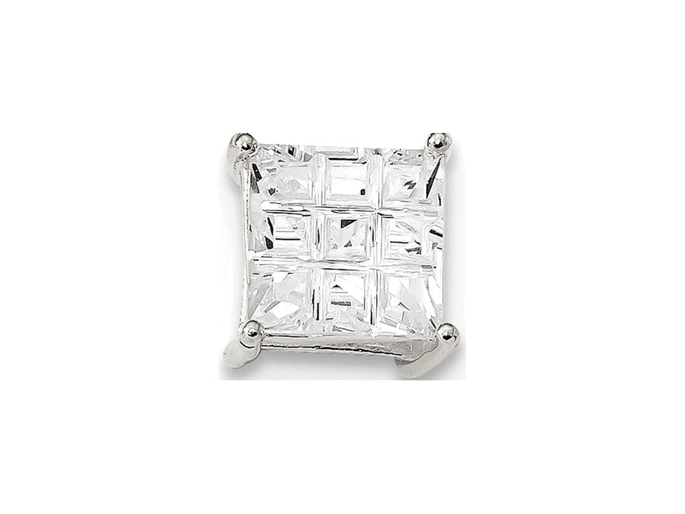 FJC Finejewelers Sterling Silver 8mm Square Cubic Zirconia Basket Set Stud Earrings