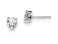 FJC Finejewelers Sterling Silver 5mm Heart 3 Prong Cubic Zirconia Stud Earrings