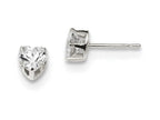 FJC Finejewelers Sterling Silver 5mm Heart 3 Prong Cubic Zirconia Stud Earrings