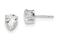 FJC Finejewelers Sterling Silver 6mm Heart 3 Prong Cubic Zirconia Stud Earrings