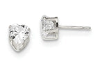 FJC Finejewelers Sterling Silver 6mm Heart 3 Prong Cubic Zirconia Stud Earrings