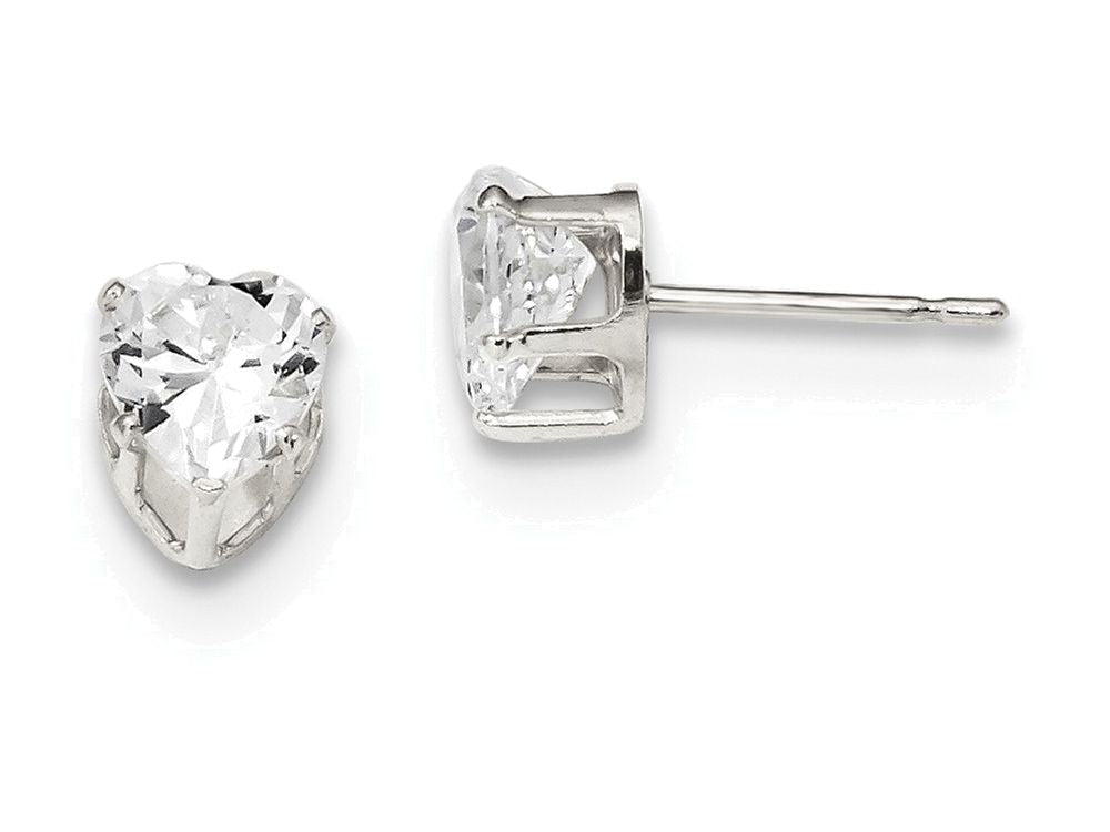 FJC Finejewelers Sterling Silver 6mm Heart 3 Prong Cubic Zirconia Stud Earrings