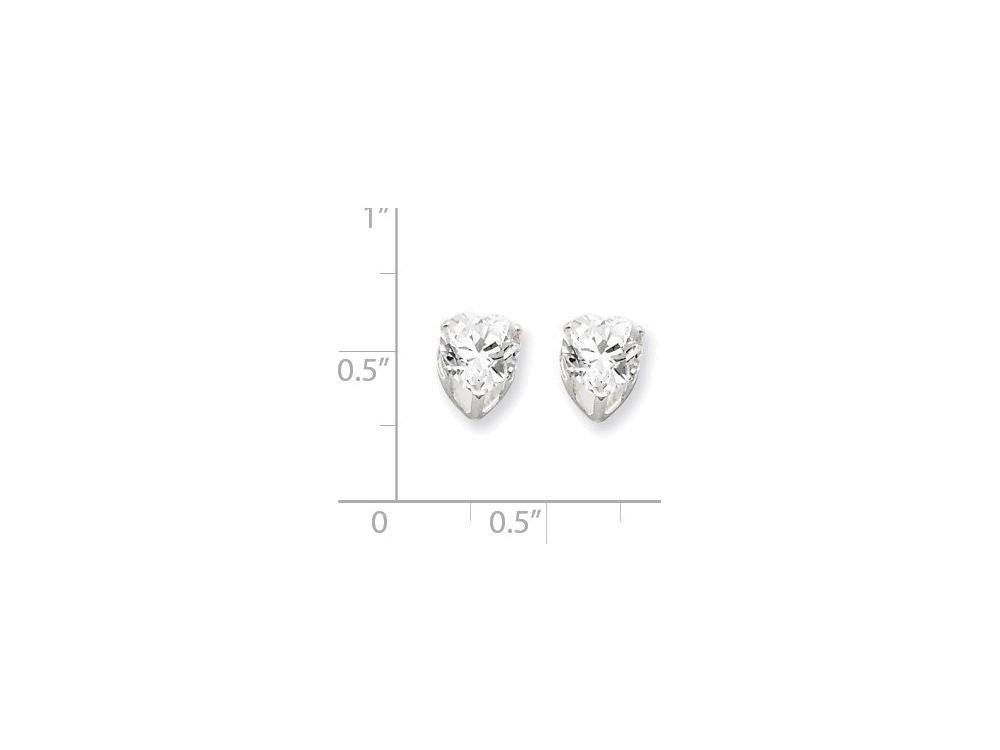 FJC Finejewelers Sterling Silver 7mm Heart 3 Prong Cubic Zirconia Stud Earrings