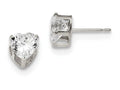 FJC Finejewelers Sterling Silver 7mm Heart 3 Prong Cubic Zirconia Stud Earrings