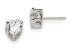 FJC Finejewelers Sterling Silver 7mm Heart 3 Prong Cubic Zirconia Stud Earrings