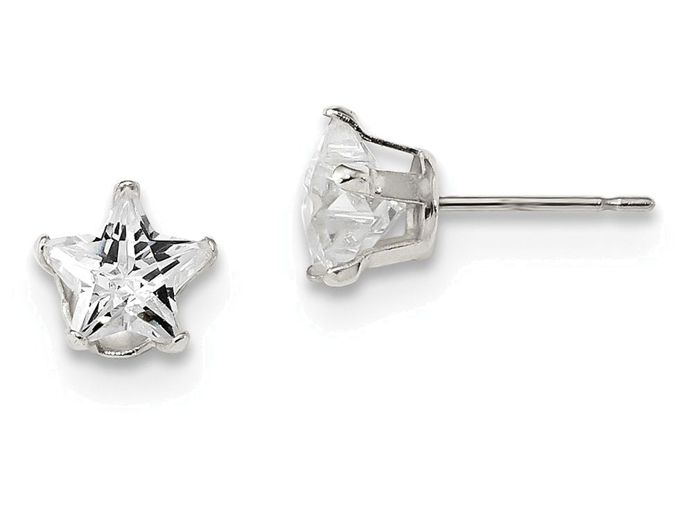 FJC Finejewelers Sterling Silver 7mm Star Cubic Zirconia Stud Earrings