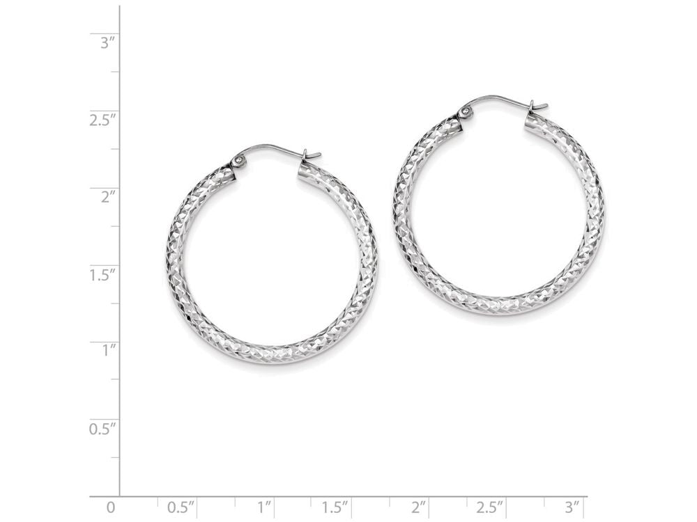 FJC Finejewelers Sterling Silver Bright Cut 3x35mm Hoop Earrings