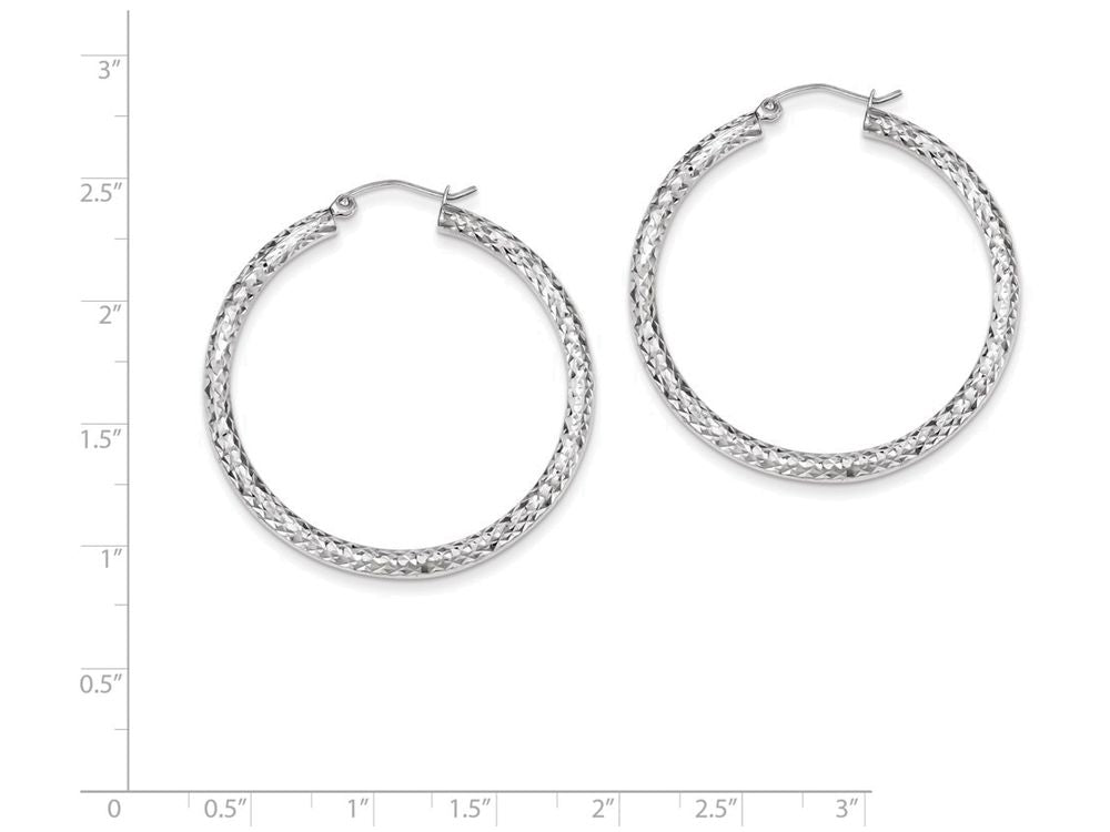 FJC Finejewelers Sterling Silver Bright Cut 3x40mm Hoop Earrings