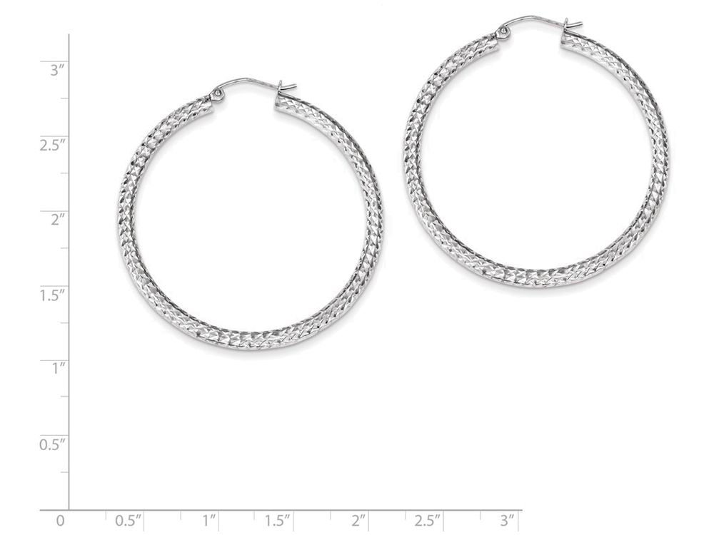 FJC Finejewelers Sterling Silver Bright Cut 3x45mm Hoop Earrings