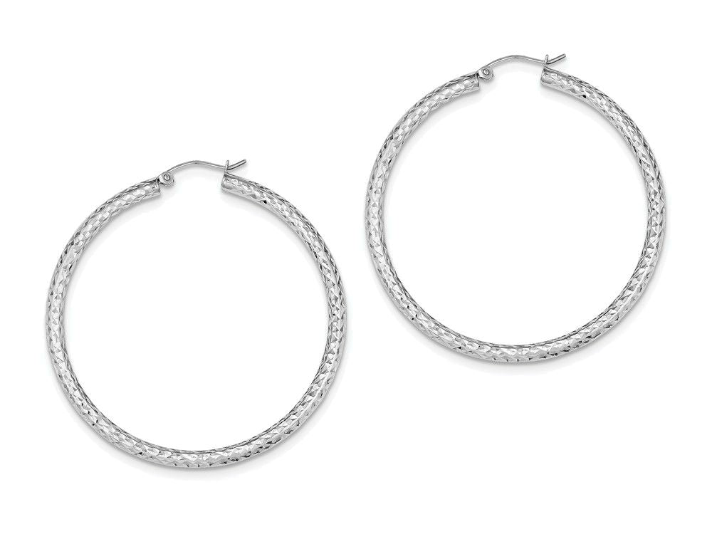 FJC Finejewelers Sterling Silver Bright Cut 3x50mm Hoop Earrings