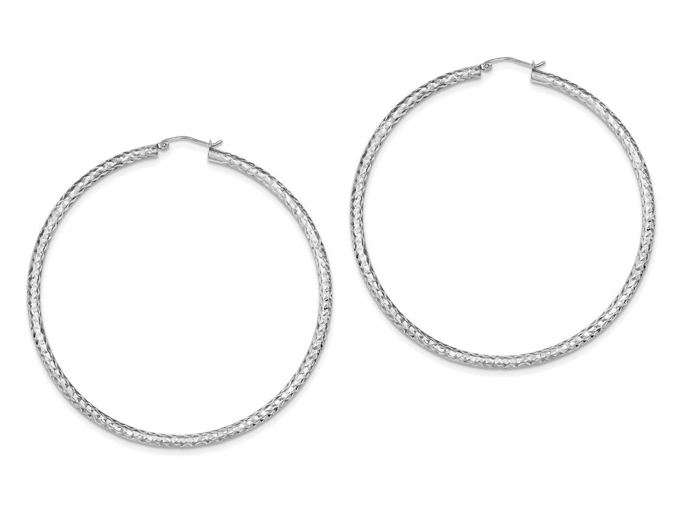 FJC Finejewelers Sterling Silver Bright Cut 3x70mm Hoop Earrings