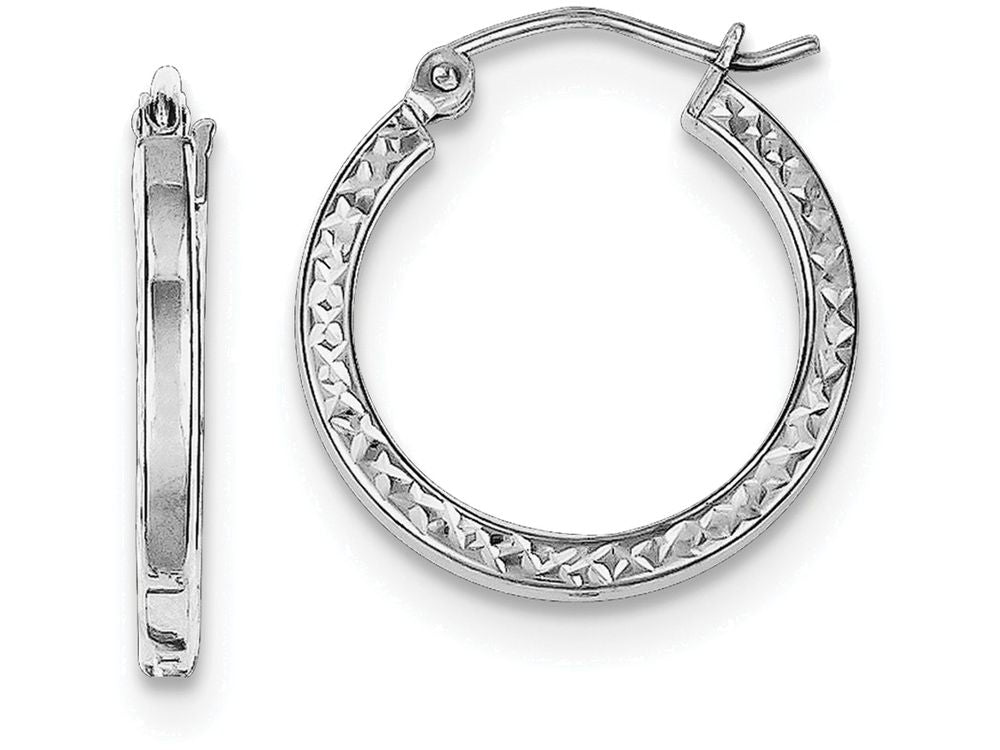 FJC Finejewelers Sterling Silver Bright Cut 2x20mm Square Tube Hoop Earrings