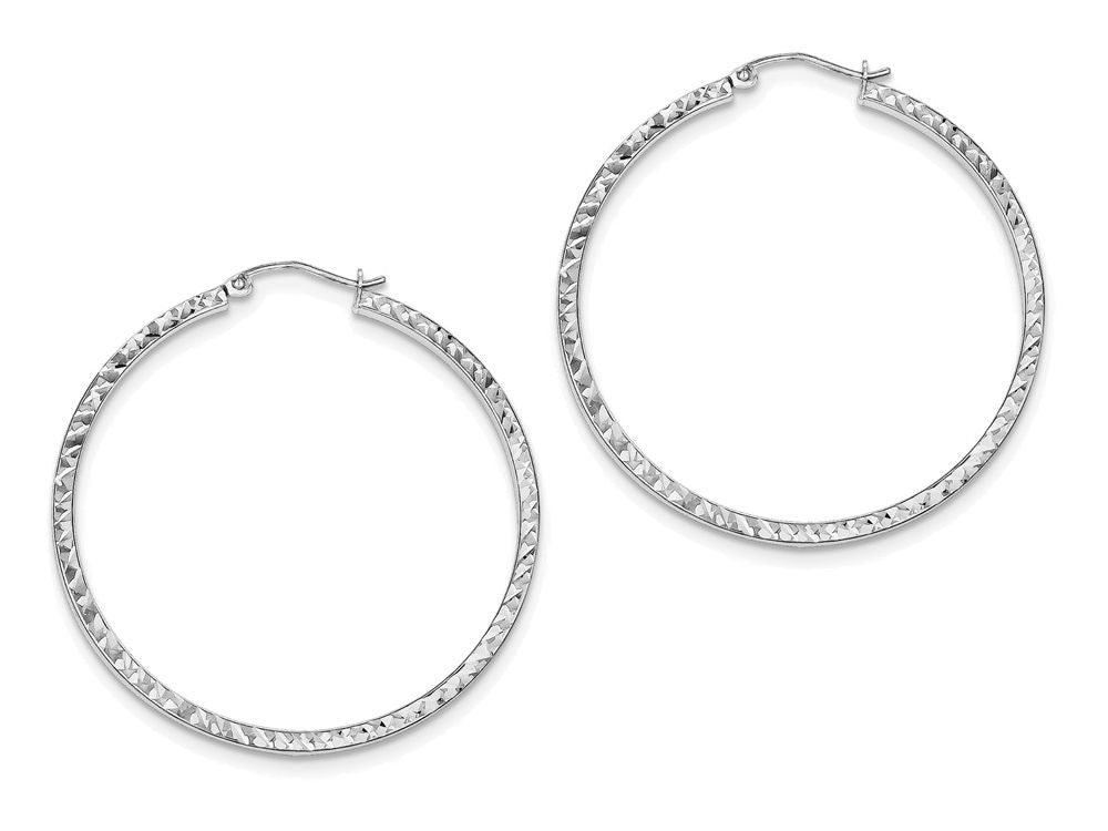 FJC Finejewelers Sterling Silver Bright Cut 2x45mm Square Tube Hoop Earrings