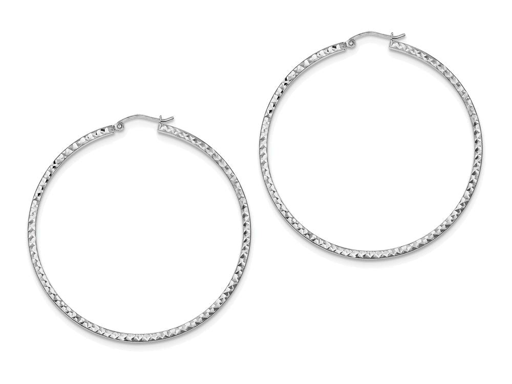 FJC Finejewelers Sterling Silver Bright Cut 2x55mm Square Tube Hoop Earrings