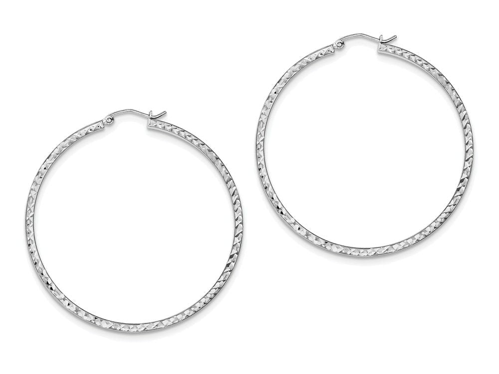 FJC Finejewelers Sterling Silver Bright Cut 2x50mm Square Tube Hoop Earrings