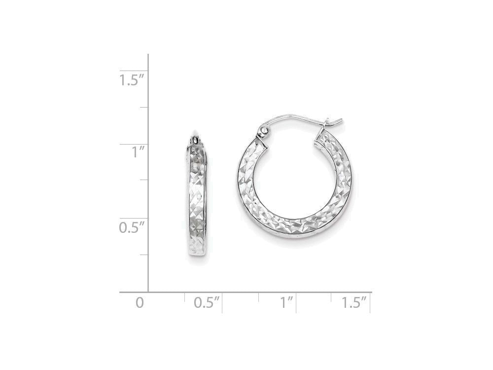 FJC Finejewelers Sterling Silver Bright Cut 3x20mm Square Tube Hoop Earrings