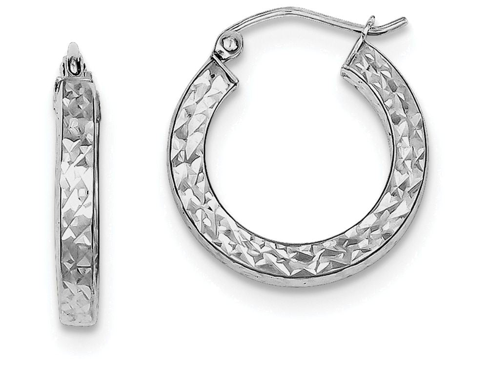 FJC Finejewelers Sterling Silver Bright Cut 3x20mm Square Tube Hoop Earrings