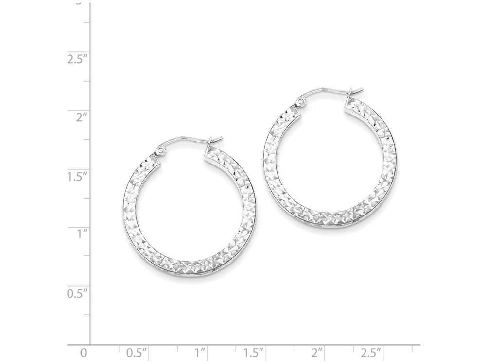 FJC Finejewelers Sterling Silver Bright Cut 3x30mm Square Tube Hoop Earrings