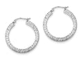 FJC Finejewelers Sterling Silver Bright Cut 3x30mm Square Tube Hoop Earrings