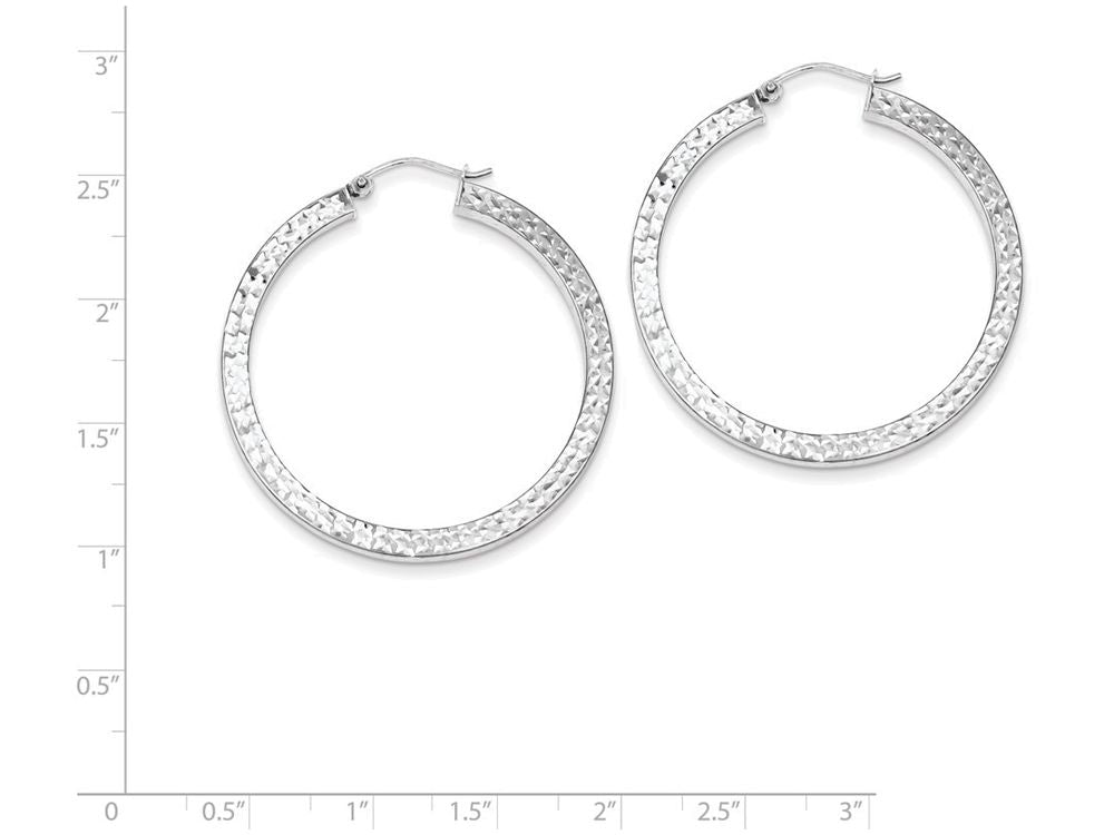 FJC Finejewelers Sterling Silver Bright Cut 3x40mm Square Tube Hoop Earrings