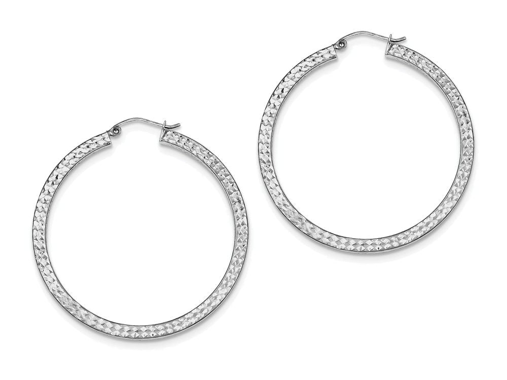 FJC Finejewelers Sterling Silver Bright Cut 3x45mm Square Tube Hoop Earrings