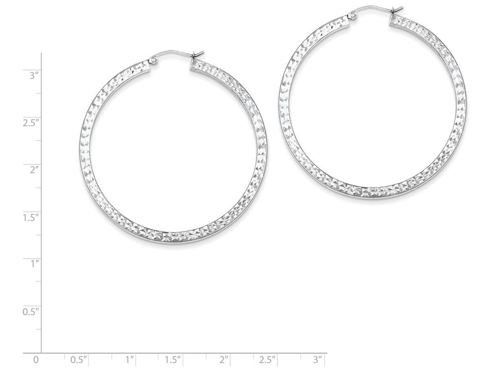 FJC Finejewelers Sterling Silver Bright Cut 3x50mm Square Tube Hoop Earrings