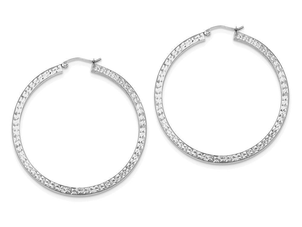 FJC Finejewelers Sterling Silver Bright Cut 3x50mm Square Tube Hoop Earrings
