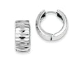 FJC Finejewelers Sterling Silver Rhodium Polished Bright Cut Hinged Hoop Earrings