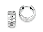 FJC Finejewelers Sterling Silver Rhodium Polished Bright Cut Hinged Hoop Earrings