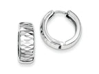 FJC Finejewelers Sterling Silver Rhodium Bright Cut Polished Hinged Hoop Earrings