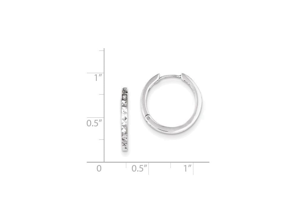 FJC Finejewelers Sterling Silver Rhodium Polished Bright Cut Hinged Hoop Earrings