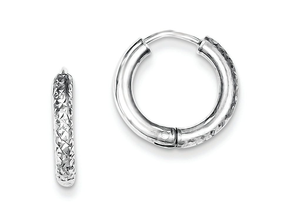 FJC Finejewelers Sterling Silver Bright Cut Hollow Hinged Hoop Earrings