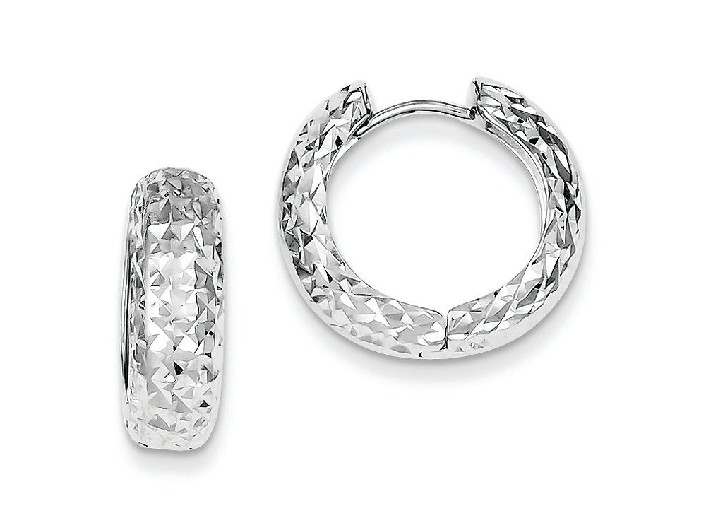 FJC Finejewelers Sterling Silver Rhodium Polished Bright Cut Hoop Earrings