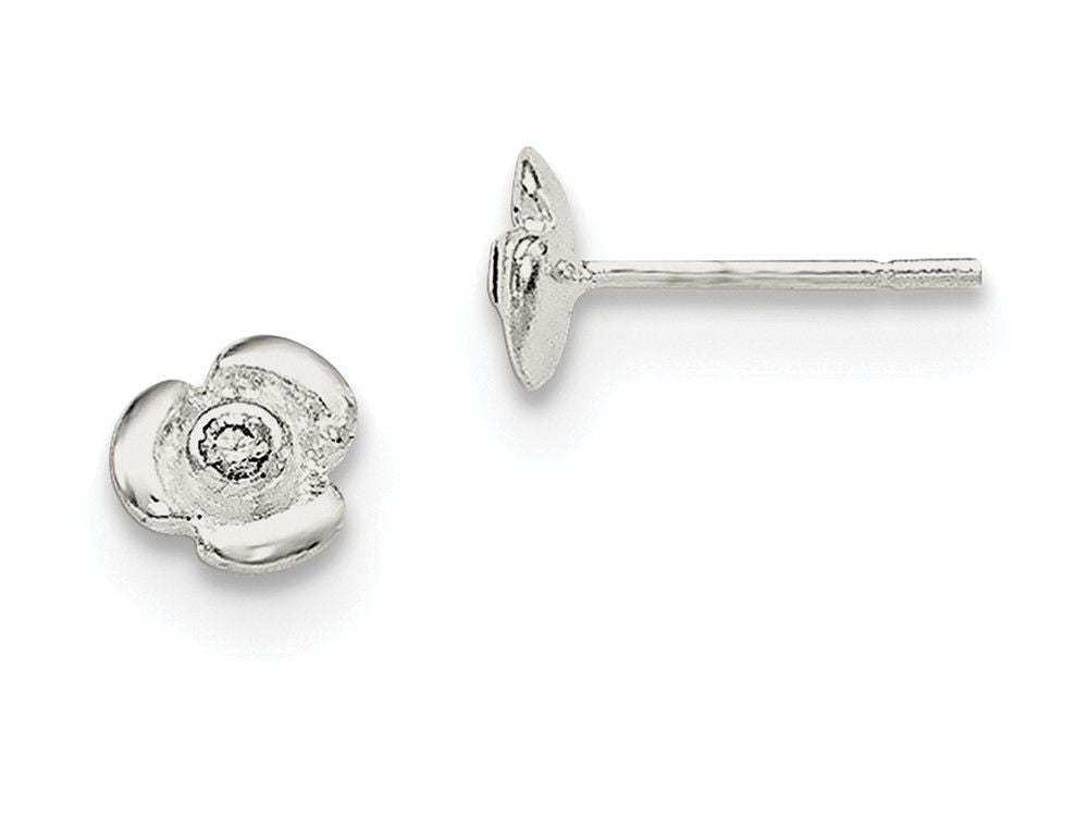FJC Finejewelers Sterling Silver Flower With Cubic Zirconia Post Earrings