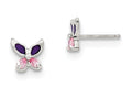 FJC Finejewelers Sterling Silver Pink Cubic Zirconia Enameled Post Earrings