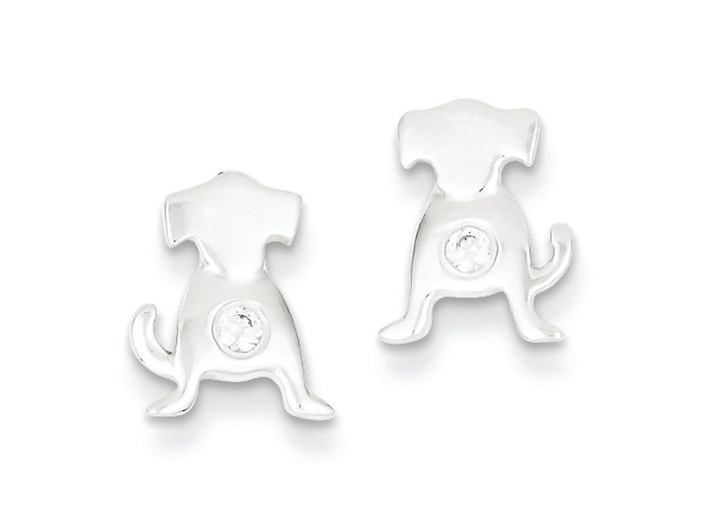 FJC Finejewelers Sterling Silver Polished Cubic Zirconia Dog Post Earrings