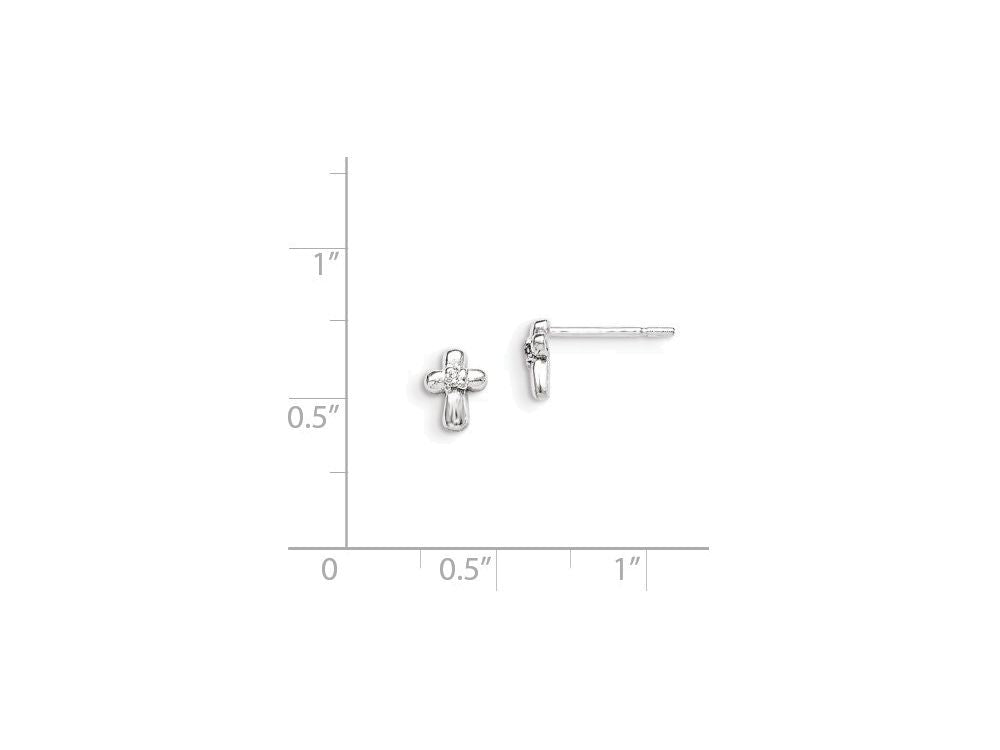 FJC Finejewelers Sterling Silver Cross With Cubic Zirconia Post Earrings